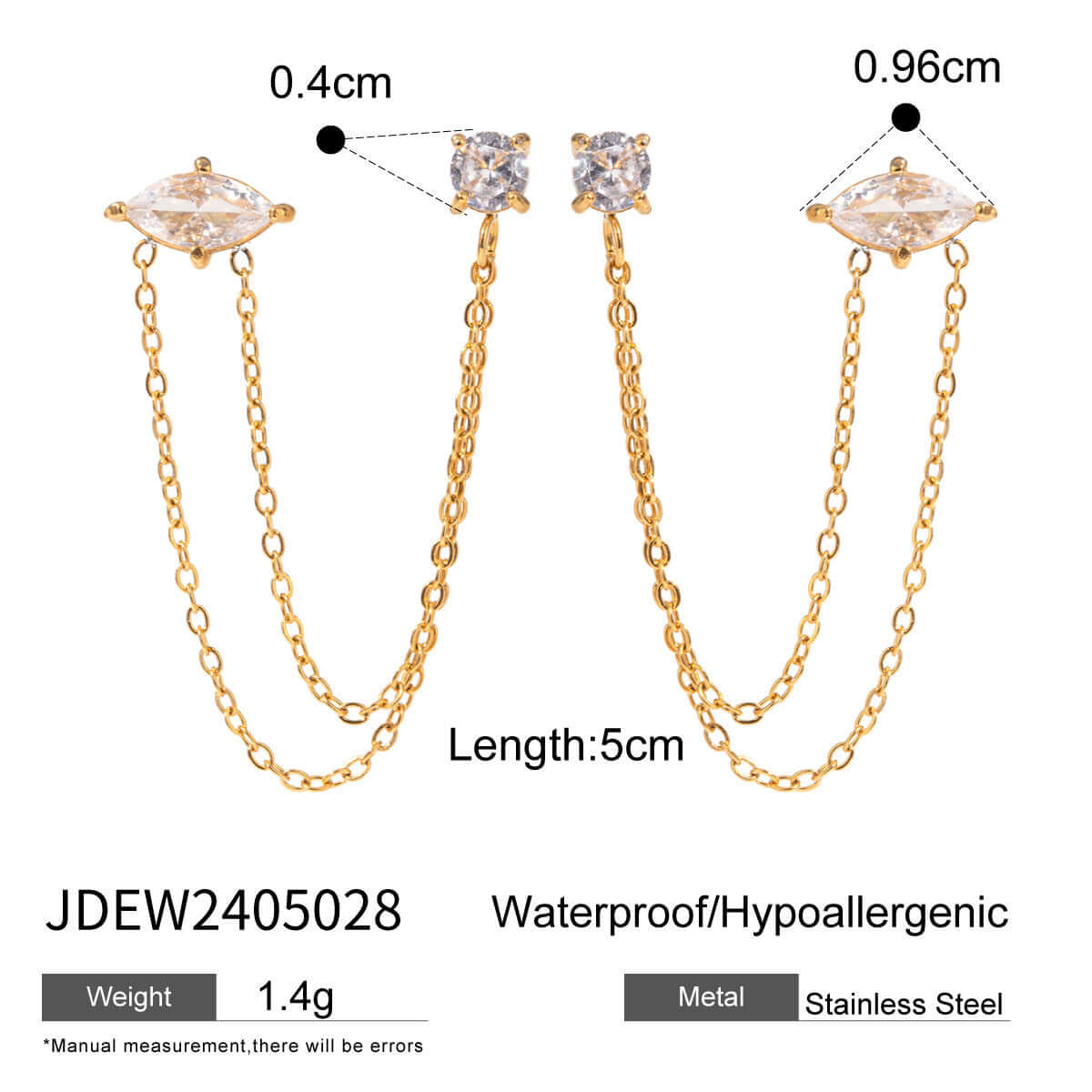 Exquisite 18K Gold Zircon Earrings