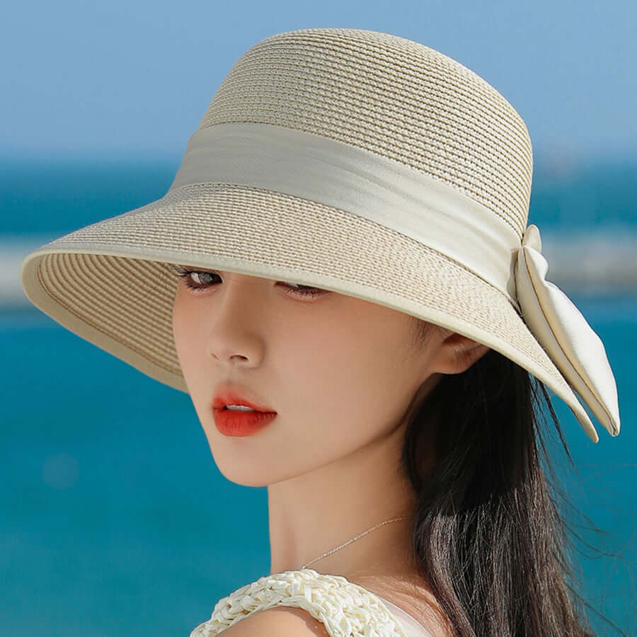 Elegant Straw Hat Summer New Big Brim Sunproof Sun Protection UV Protection