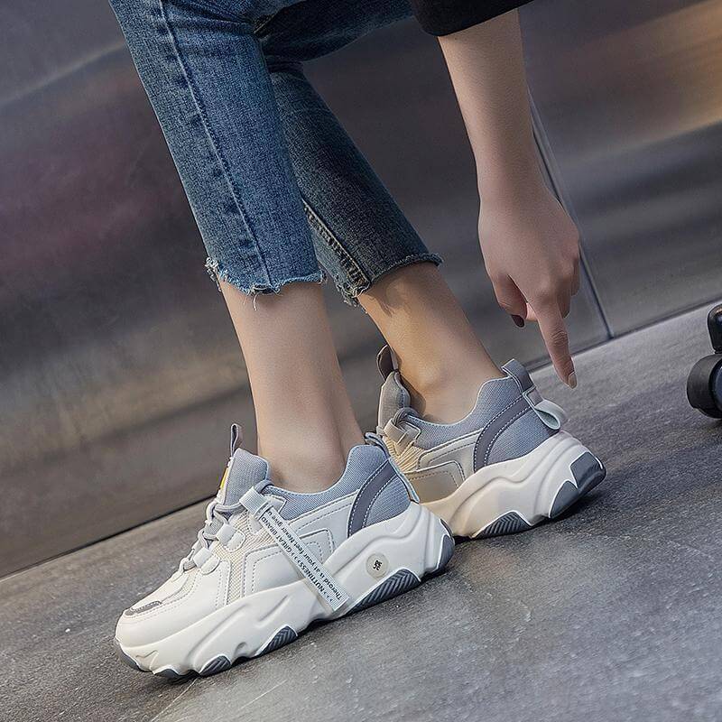 Genuine Leather Old Shoes Women All Match Platform Casual Sneakers