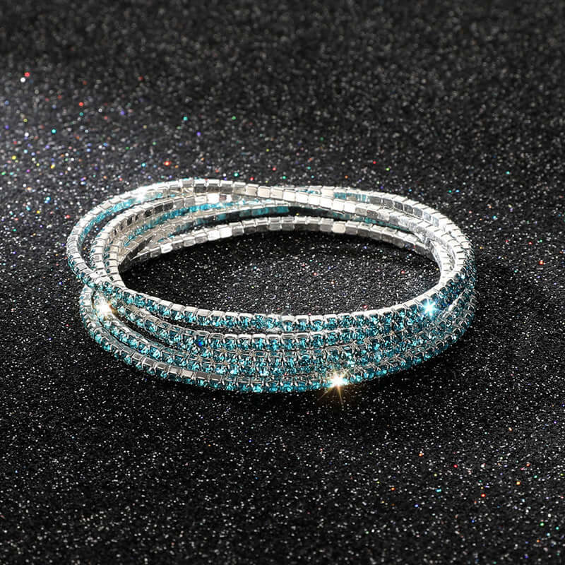 Diamond Embedded Stretch Bracelet 2mm Single Row Color