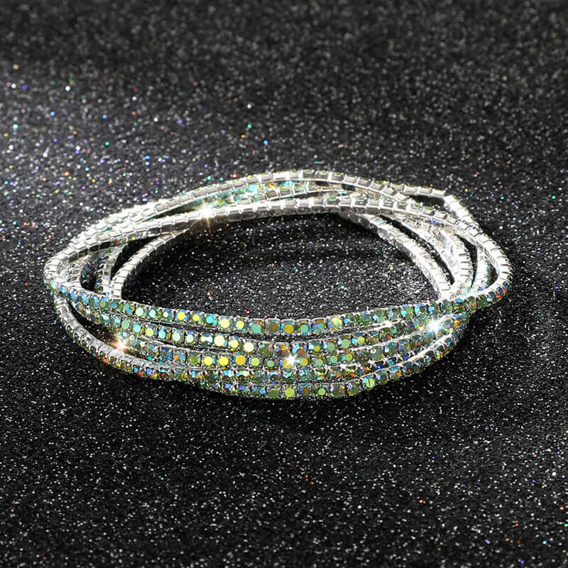 Diamond Embedded Stretch Bracelet 2mm Single Row Color