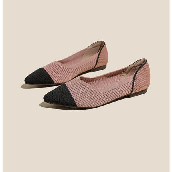 Pointed Toe Shallow Mouth Color Matching Flat Shoes