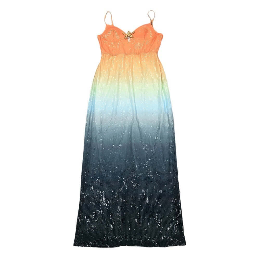 Women's Elegant Trendy Fashionable Sequins Gradient Sling Party Dress