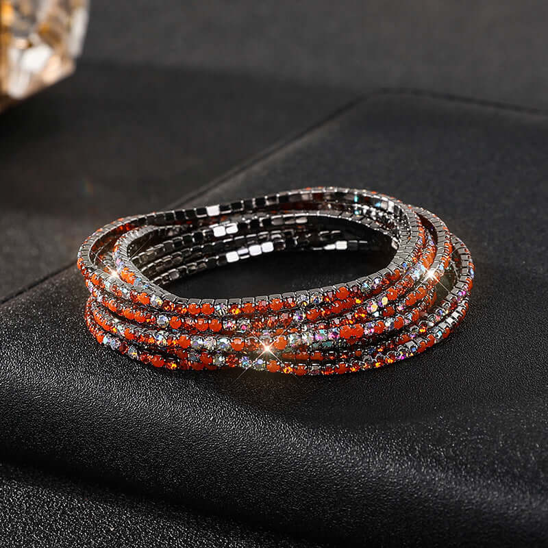 Diamond Embedded Stretch Bracelet 2mm Single Row Color