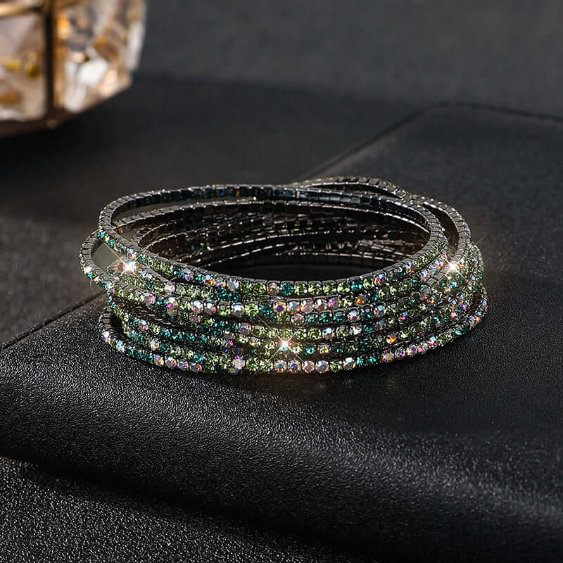 Diamond Embedded Stretch Bracelet 2mm Single Row Color