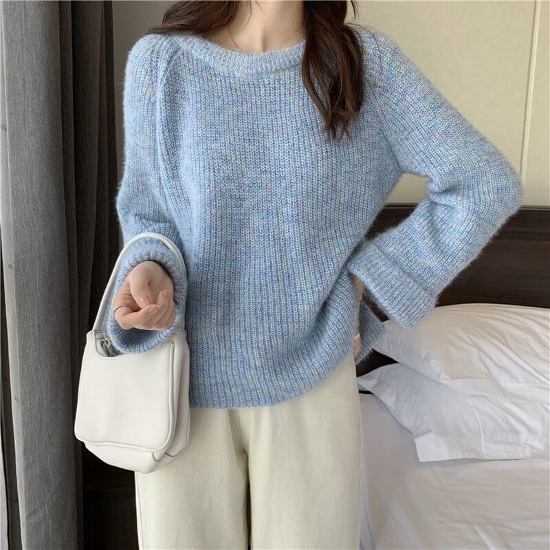 Milk Style Wear Top Gentle Colorful Dots Lazy Loose All Match Sweater