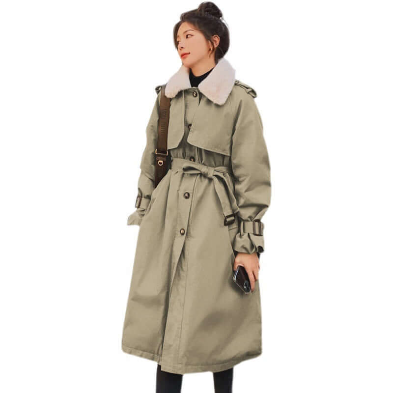 Mid Length Loose Waist Large Size Thick Coat