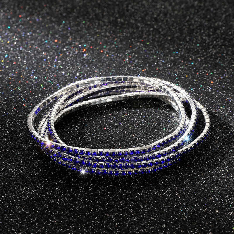 Diamond Embedded Stretch Bracelet 2mm Single Row Color