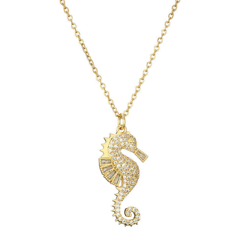 Zircon Seahorse Pendant Fashion Necklace Women