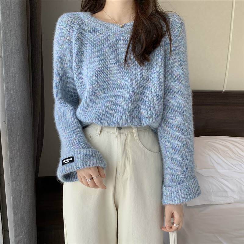 Milk Style Wear Top Gentle Colorful Dots Lazy Loose All Match Sweater