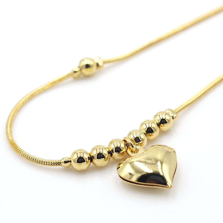 Fashionable Golden Heart Shaped Pendant Anklet