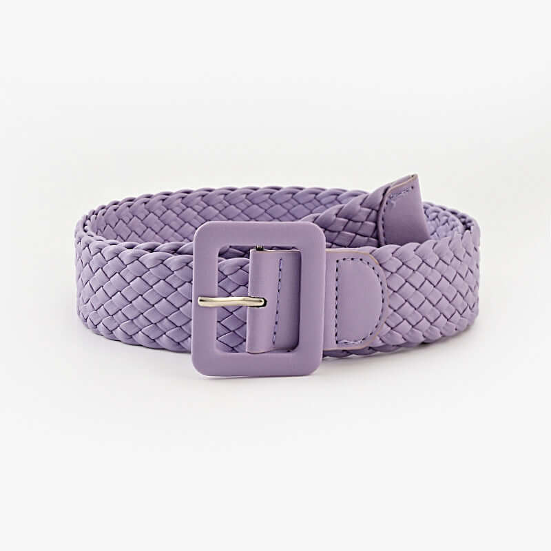 Candy Color Bag Buckle Belt Sweet Decorative Square Woven Ladies Wide Belt