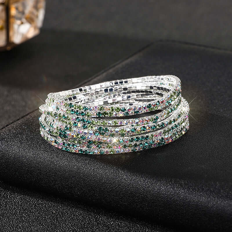 Diamond Embedded Stretch Bracelet 2mm Single Row Color