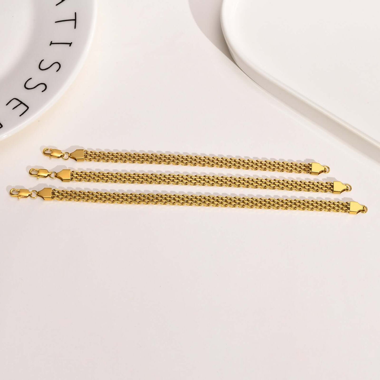 Mesh Woven Bracelet Simple Metal Chain 18K Gold