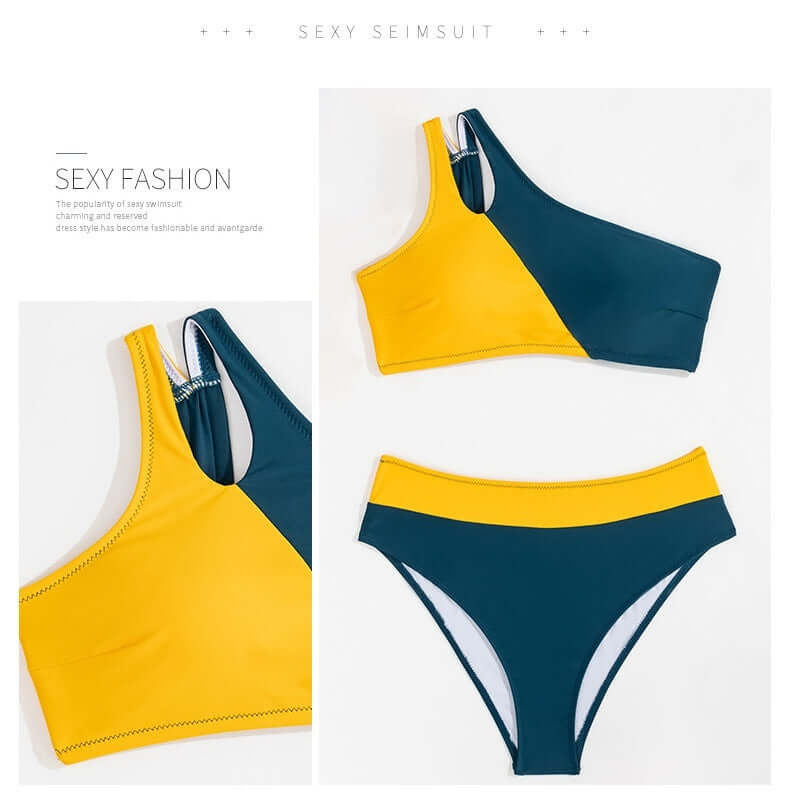 Female  Single Shoulder Split Swimsuit