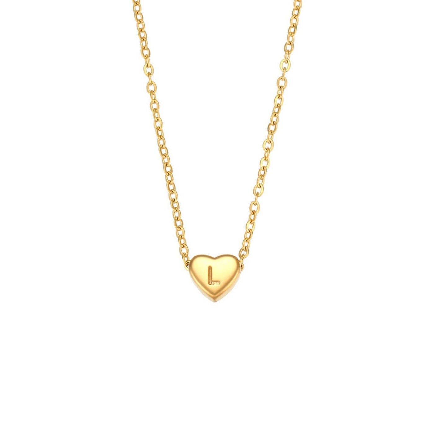 Gold Heart Initial Necklace