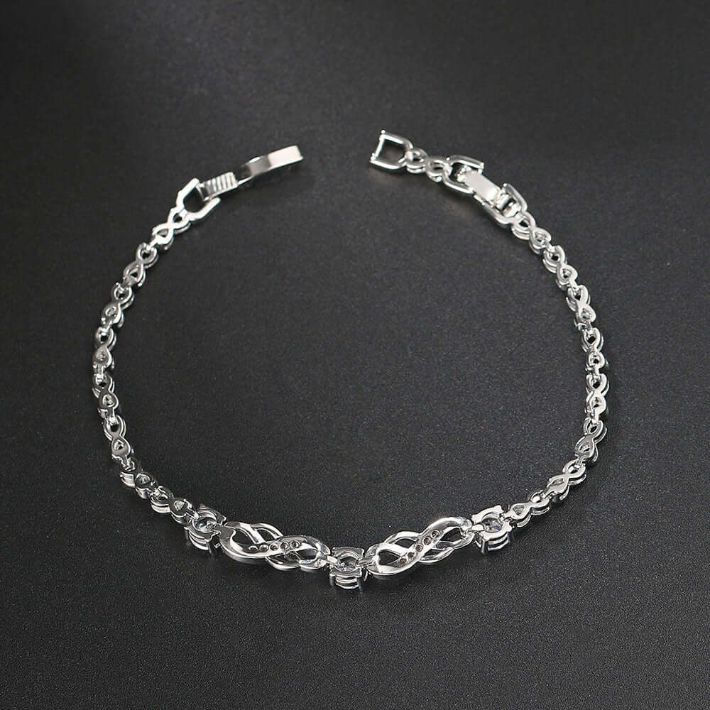 Popular Inlaid Zircon White Gold Plated Infinite Bracelet