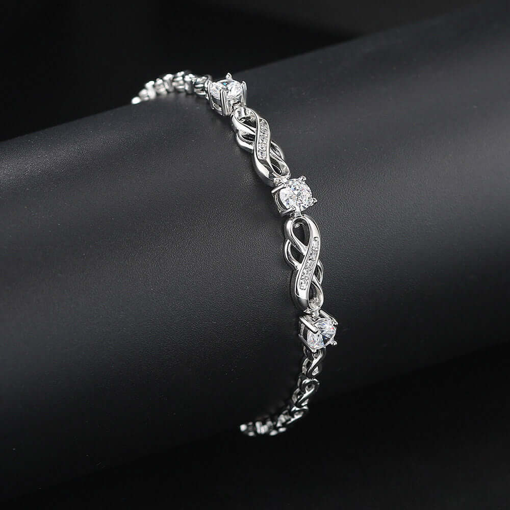 Popular Inlaid Zircon White Gold Plated Infinite Bracelet