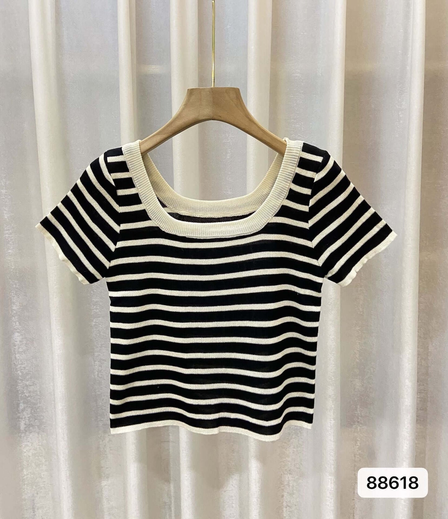 Casual Short Sleeved Slim Fit Striped T Shirt