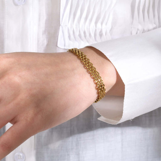 Mesh Woven Bracelet Simple Metal Chain 18K Gold