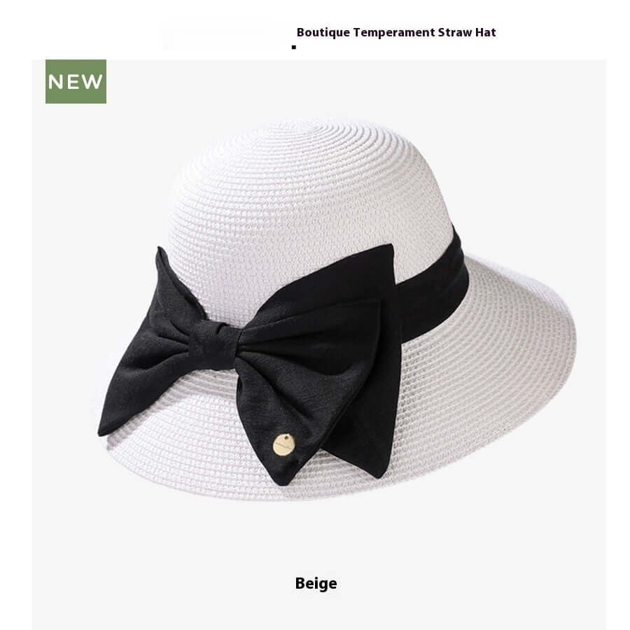 Light Luxury High End Encryption Straw Summer Wide Brim Show Face Small Temperament Sun Hat