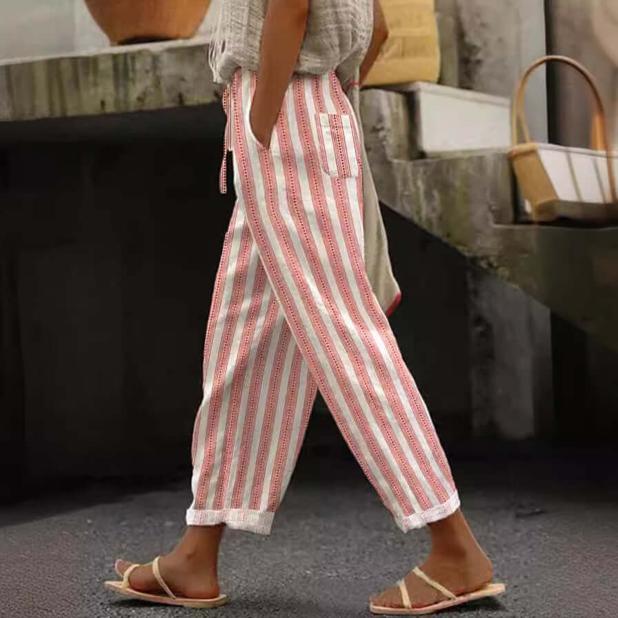 Versatile European And American Women's Casual Striped Pants