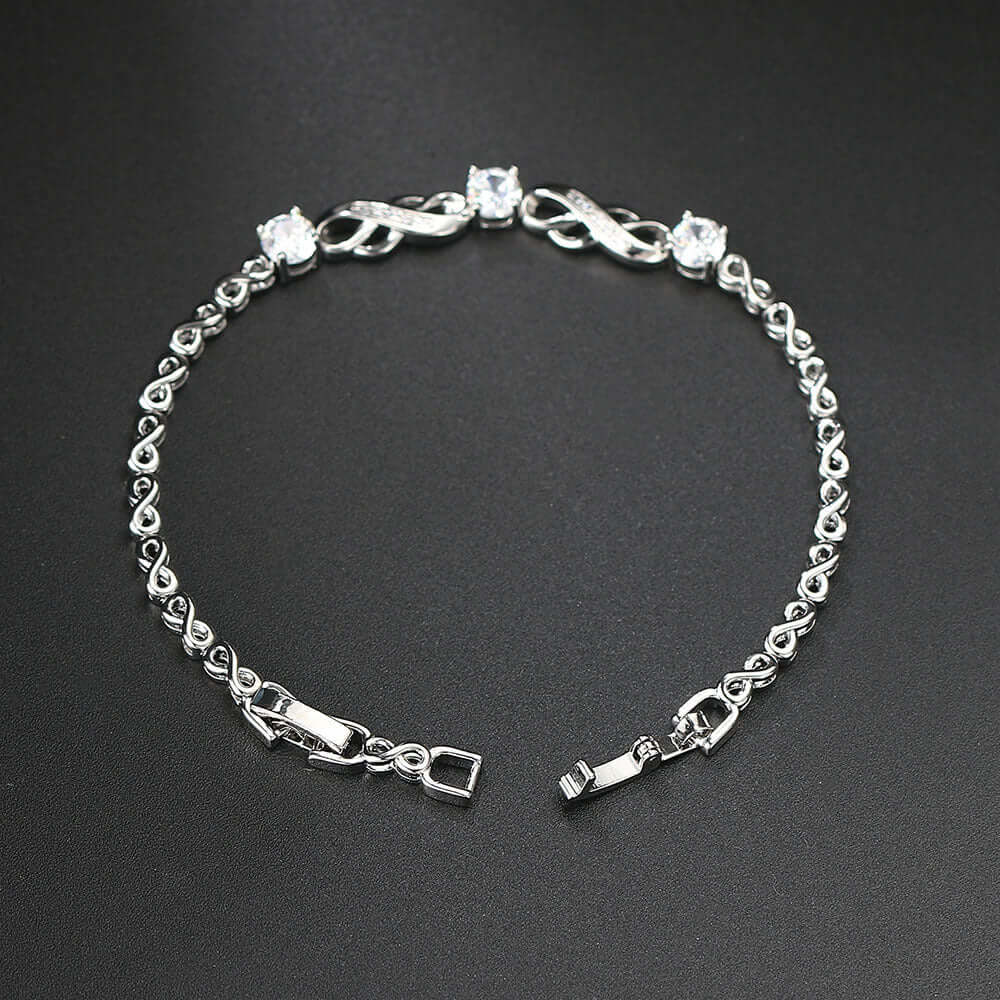 Popular Inlaid Zircon White Gold Plated Infinite Bracelet