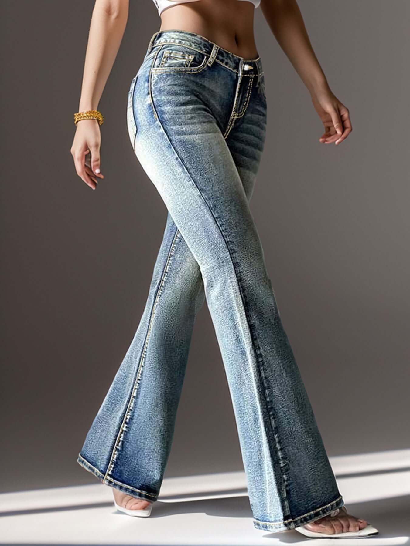 Women's Vintage High Elastic Pocket Embroidered Vintage Jeans