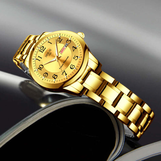 Ultra Thin Steel Strap Double Calendar Luminous Watrproof Watch