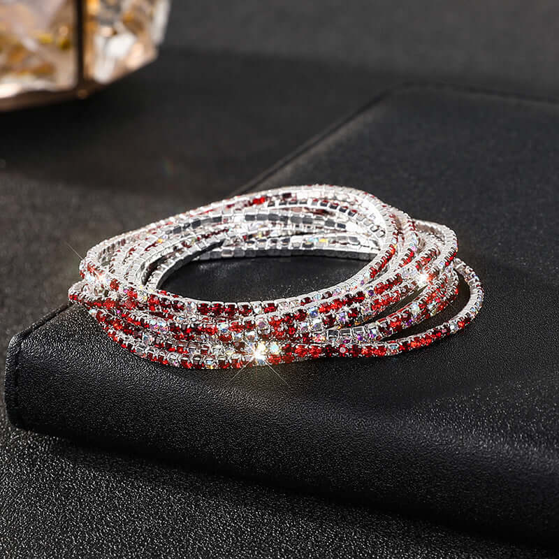 Diamond Embedded Stretch Bracelet 2mm Single Row Color