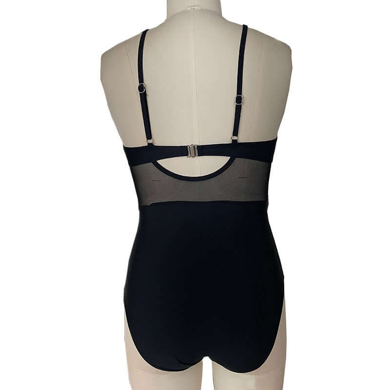 Women's Mesh Spliced Backless One Piece Swimsuit