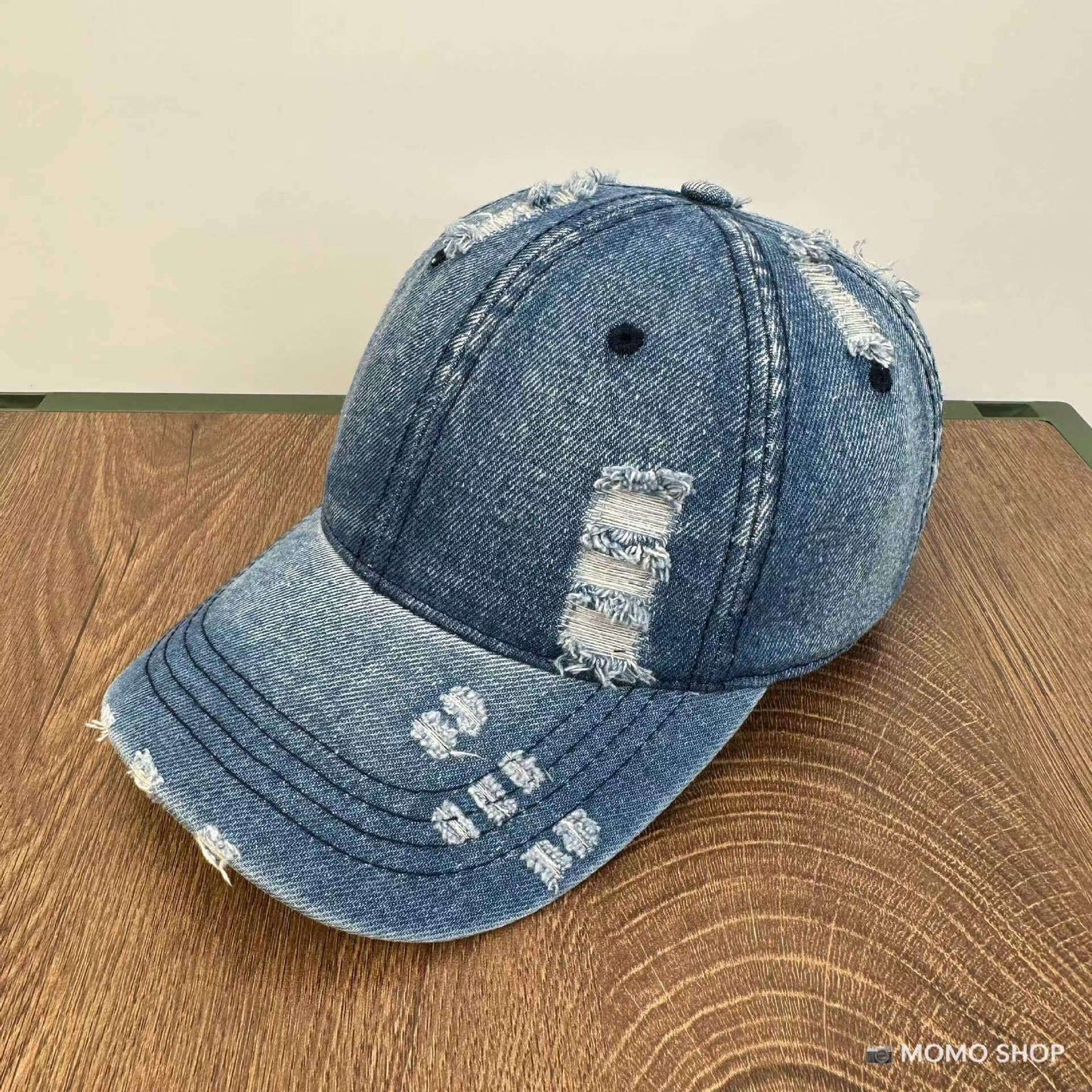 Men's And Women's Same Washed Denim Soft Peaked Cap Distressed