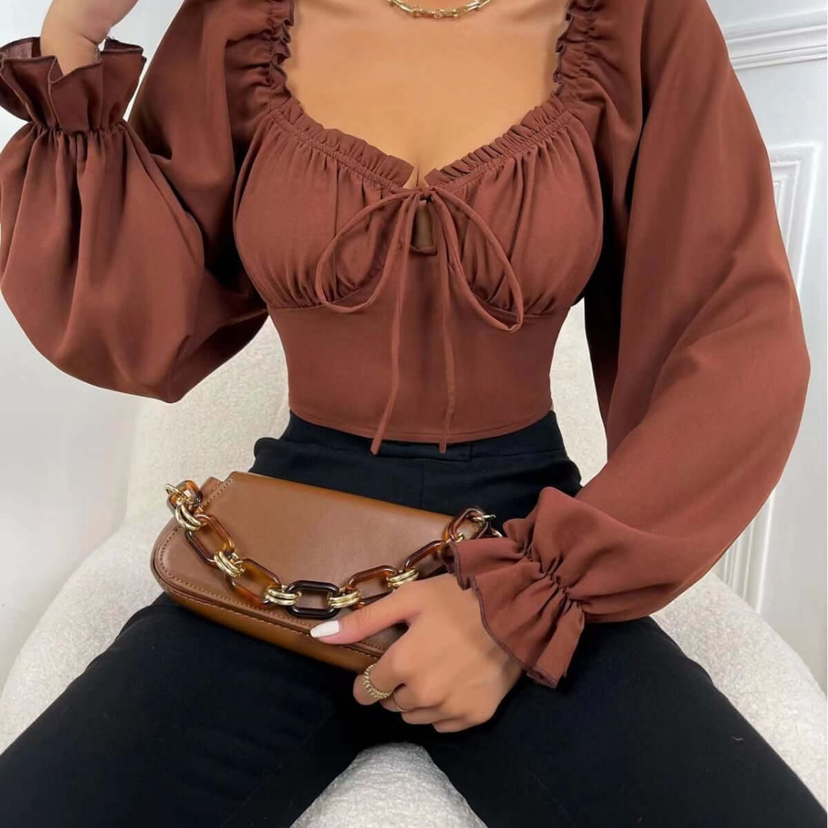 Hot Girl Off Shoulder Women's Cropped Top Blouse