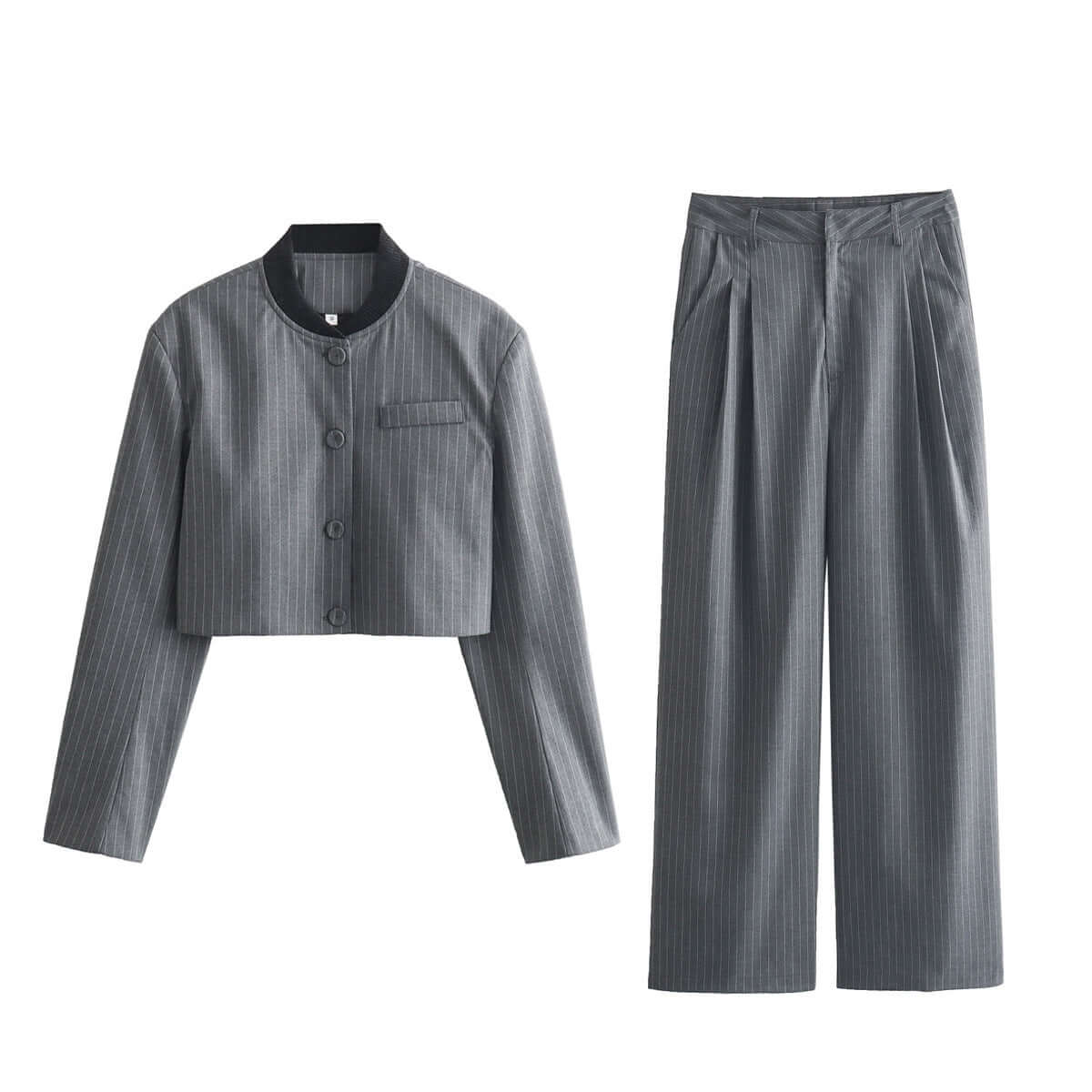 Loose Short Suit Coat & High Waist Trousers Suit