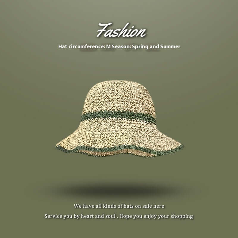 Beach Green Sun Hat Female Summer Foldable