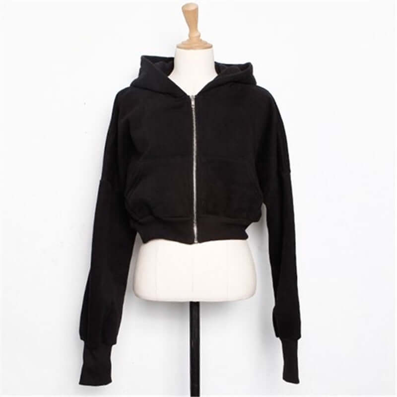 Autumn And Winter New Fashion Zipper Coat Pure Cotton High Grade Hooded American Short Sports Sweater