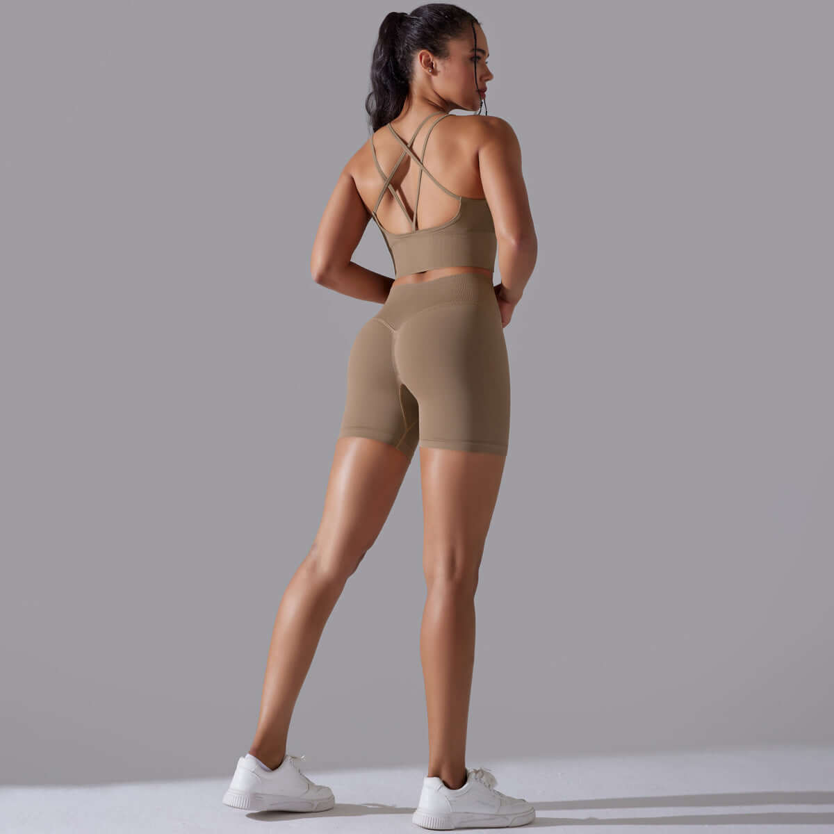 Seamless Knitted Solid Color Beauty Back High Elastic Sports Skinny Yoga Clothes Suit