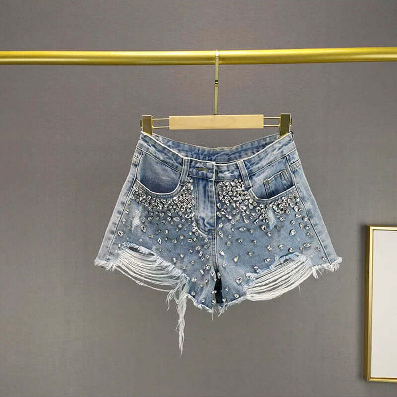 Fashion Holes Wide Leg Denim Shorts