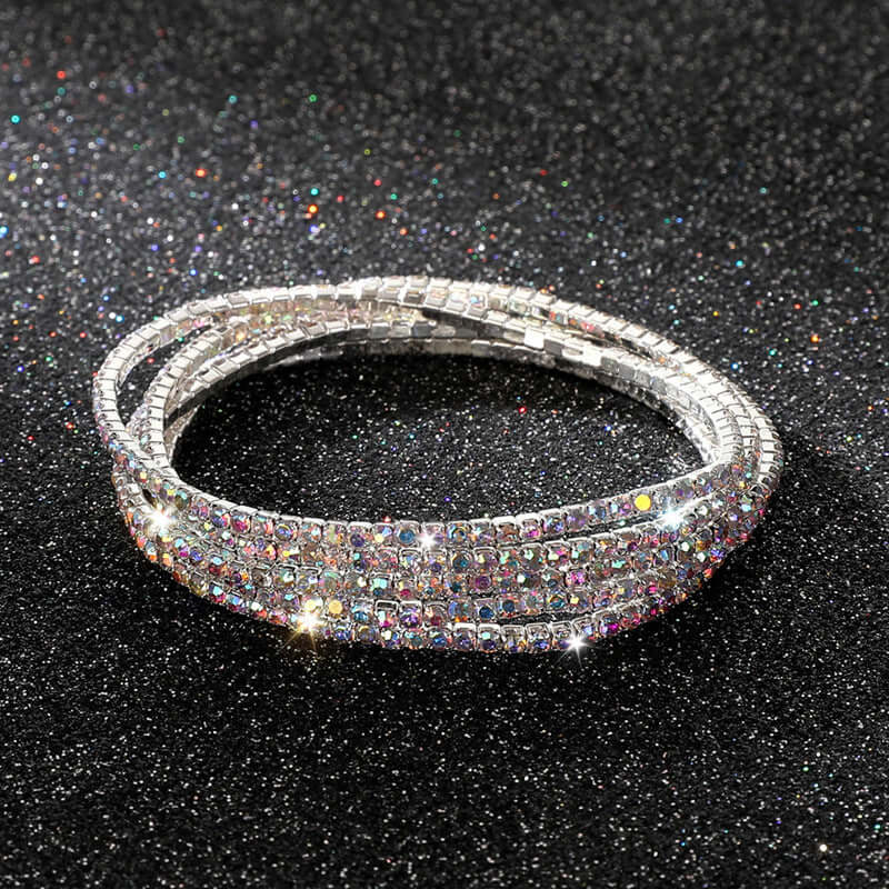 Diamond Embedded Stretch Bracelet 2mm Single Row Color