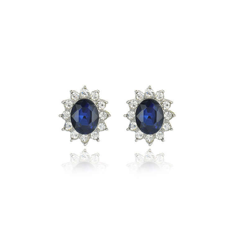 Sapphire Necklace Suit Fashion SUNFLOWER Zircon Stud Earrings